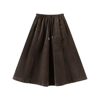 Washed Brown Corduroy Skirt