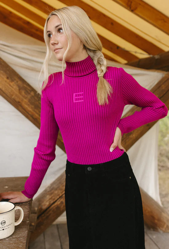ELW103 Elements Knit Ribbed Fold-Over Turtleneck
