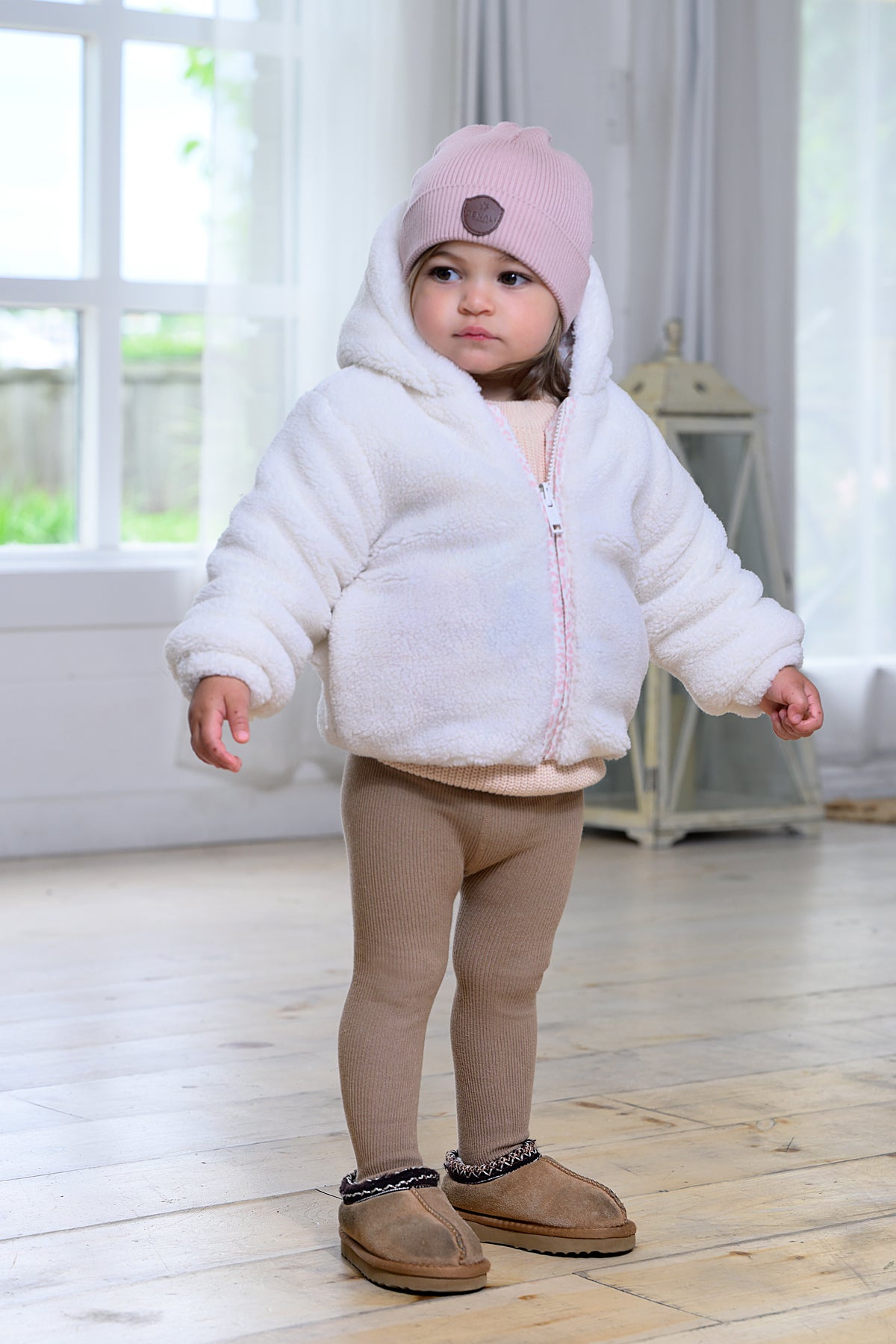 Denali Outerwear kids Teddy Bomber - Cream Floral - alternate view