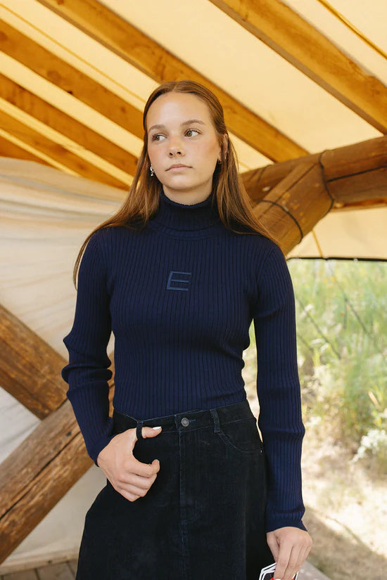 ELW103 Elements Knit Ribbed Fold-Over Turtleneck