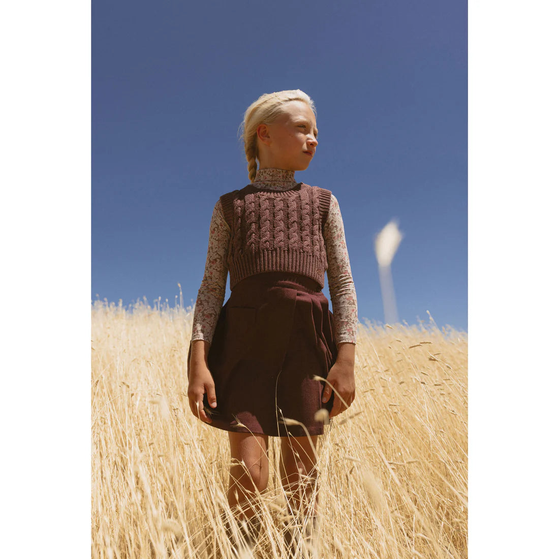 LBL77B Ladida Brown knit cable vest