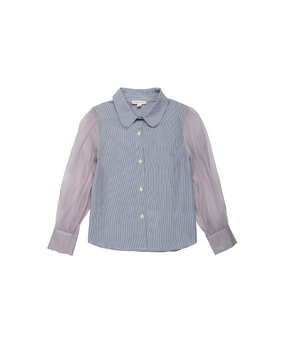 F25w1200 The Sunday Collective pinstripe chiffon sleeve blouse