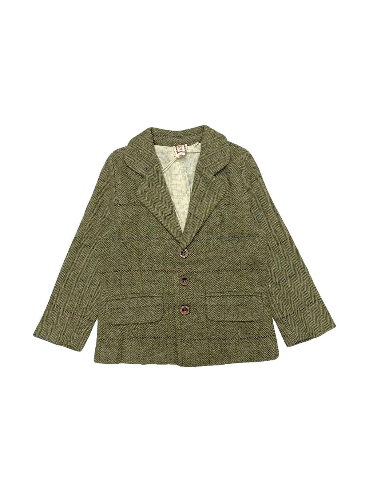 1984 kids Olive Plaid Wool Jacket