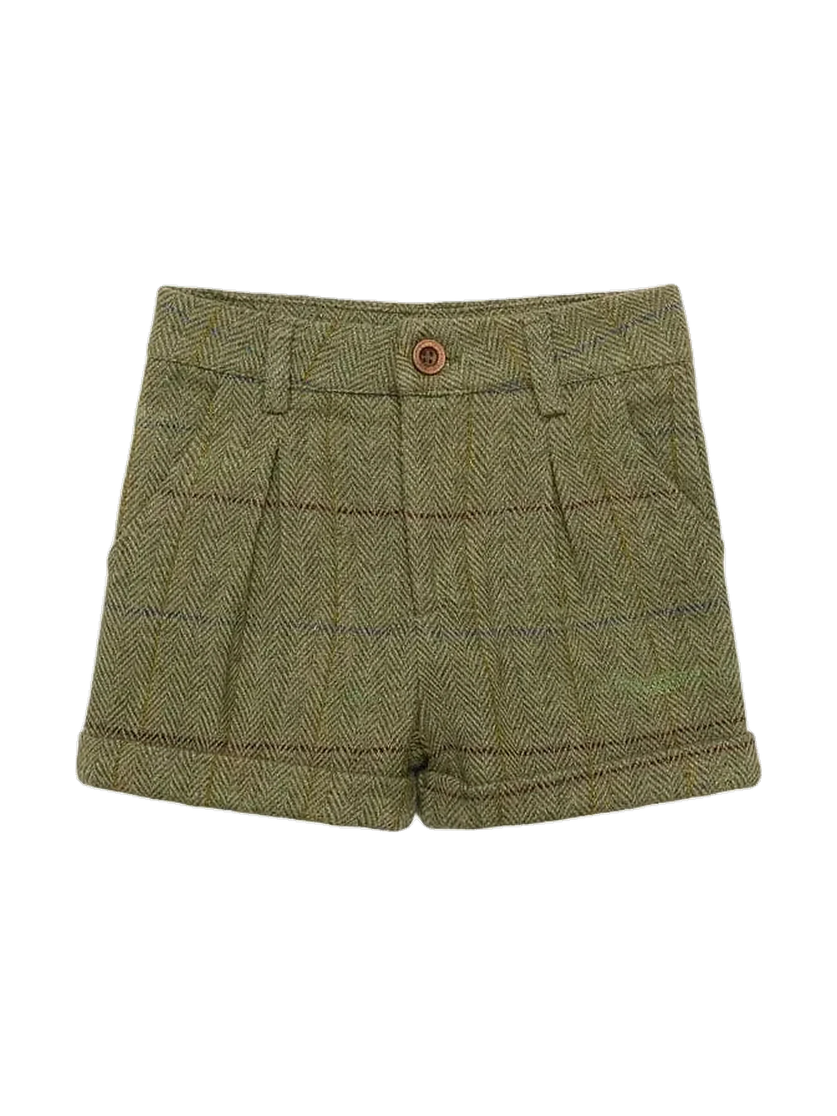 1984 kids Olive Plaid Wool Pleat Short