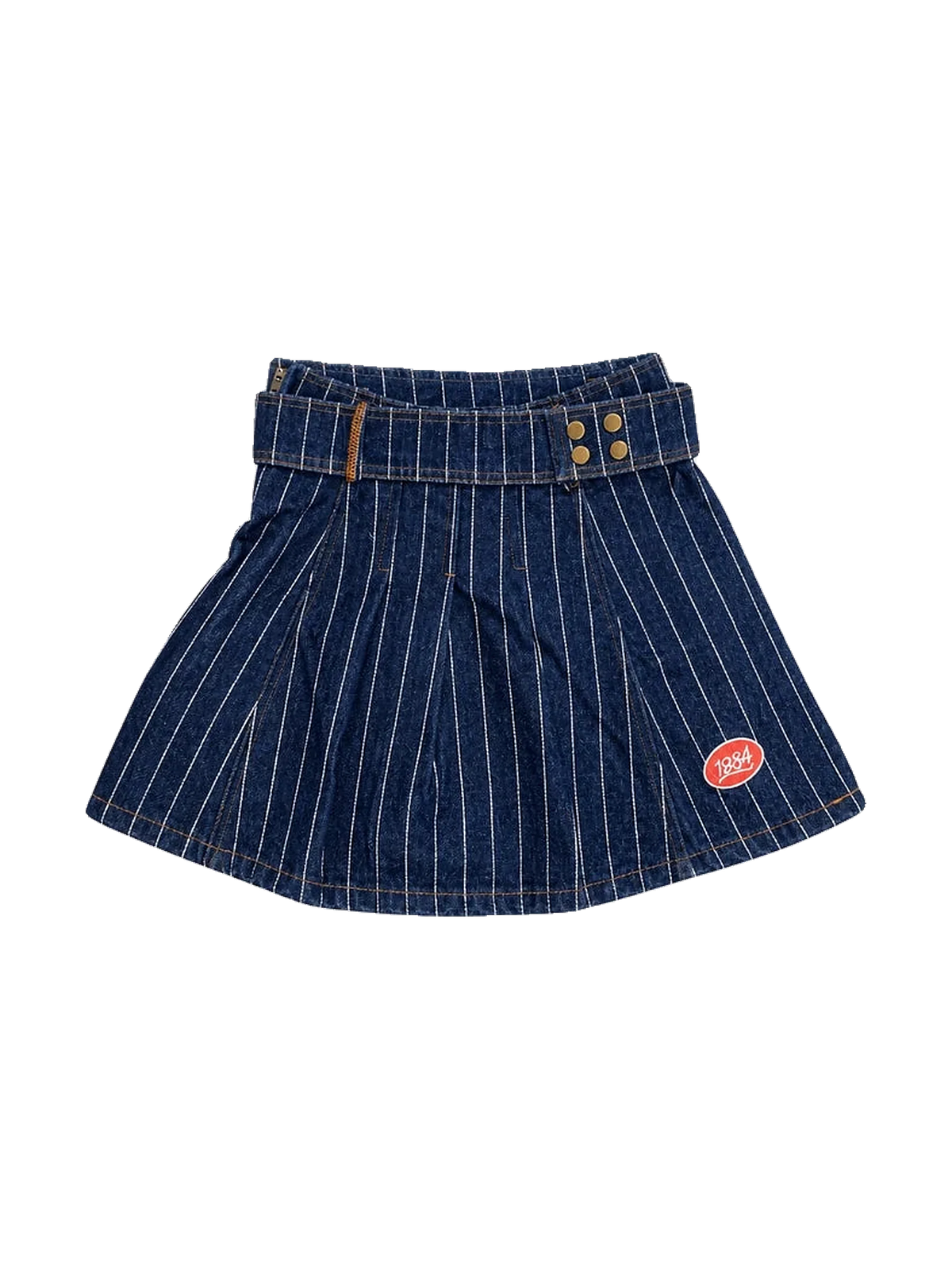 1984 kids Striped Denim Pleated Skirt