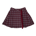 Wine Plaid Wool Fringe Skirt