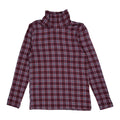 Wine Plaid Printed Turtleneck