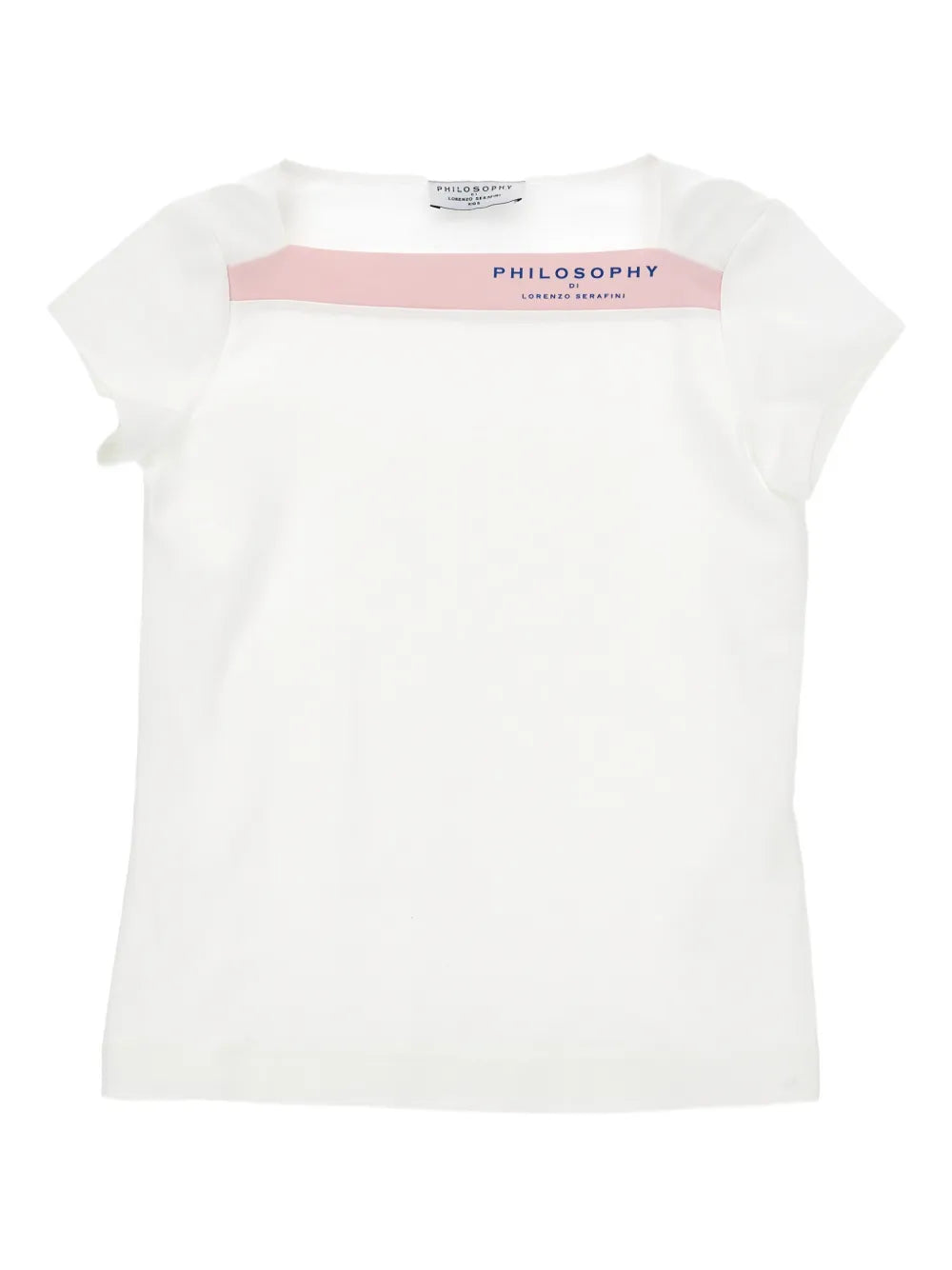 SS JERSEY TEE WITH CONTRAST TRIM ON FRONT WITH LOGO WHITE PINK