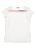 SS JERSEY TEE WITH CONTRAST TRIM ON FRONT WITH LOGO WHITE PINK