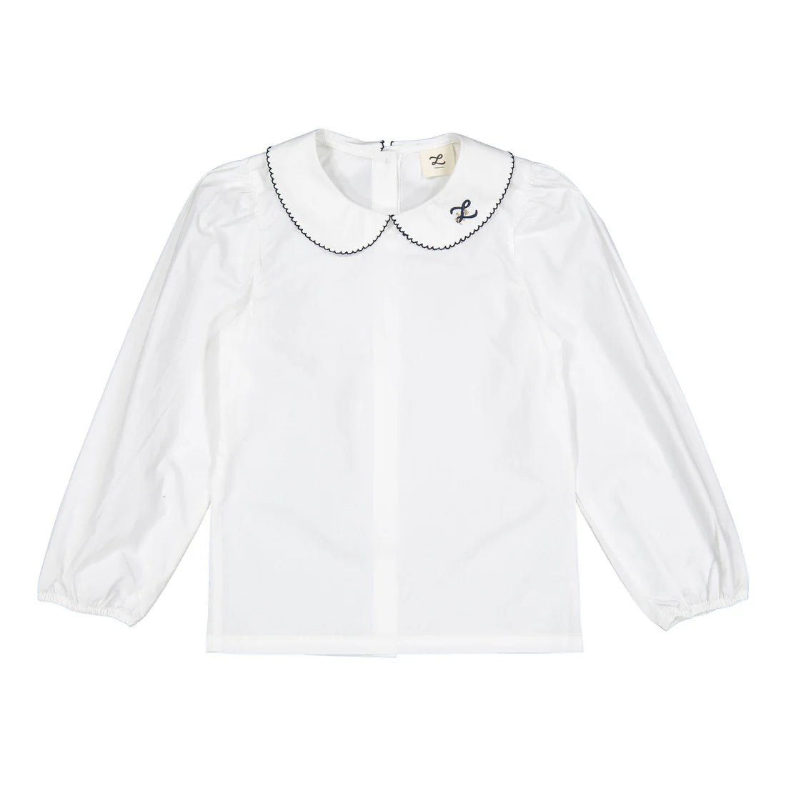 LBL38 Ladida White Blouse With "L" On Collar