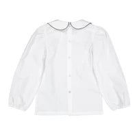 LBL38 Ladida White Blouse With "L" On Collar
