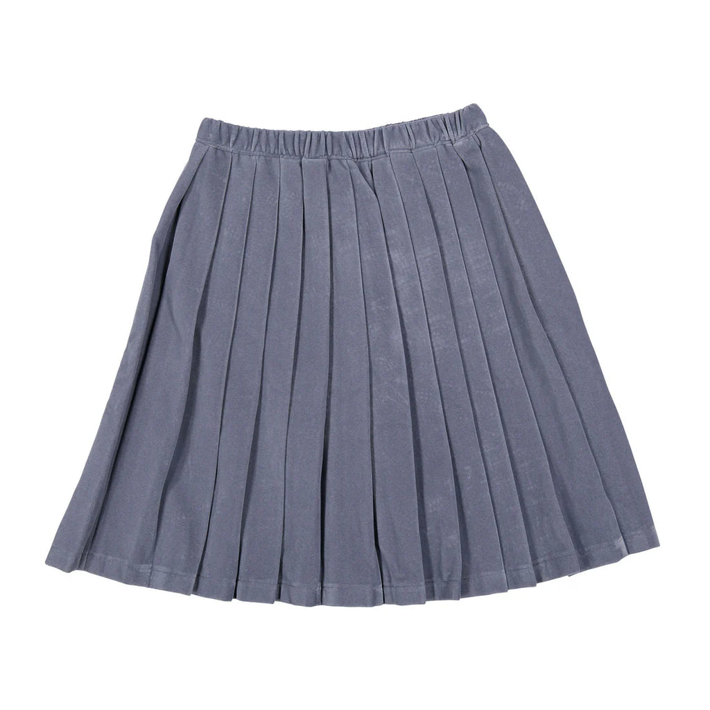 LBL28B Ladida Blue Velvet Pleated Skirt