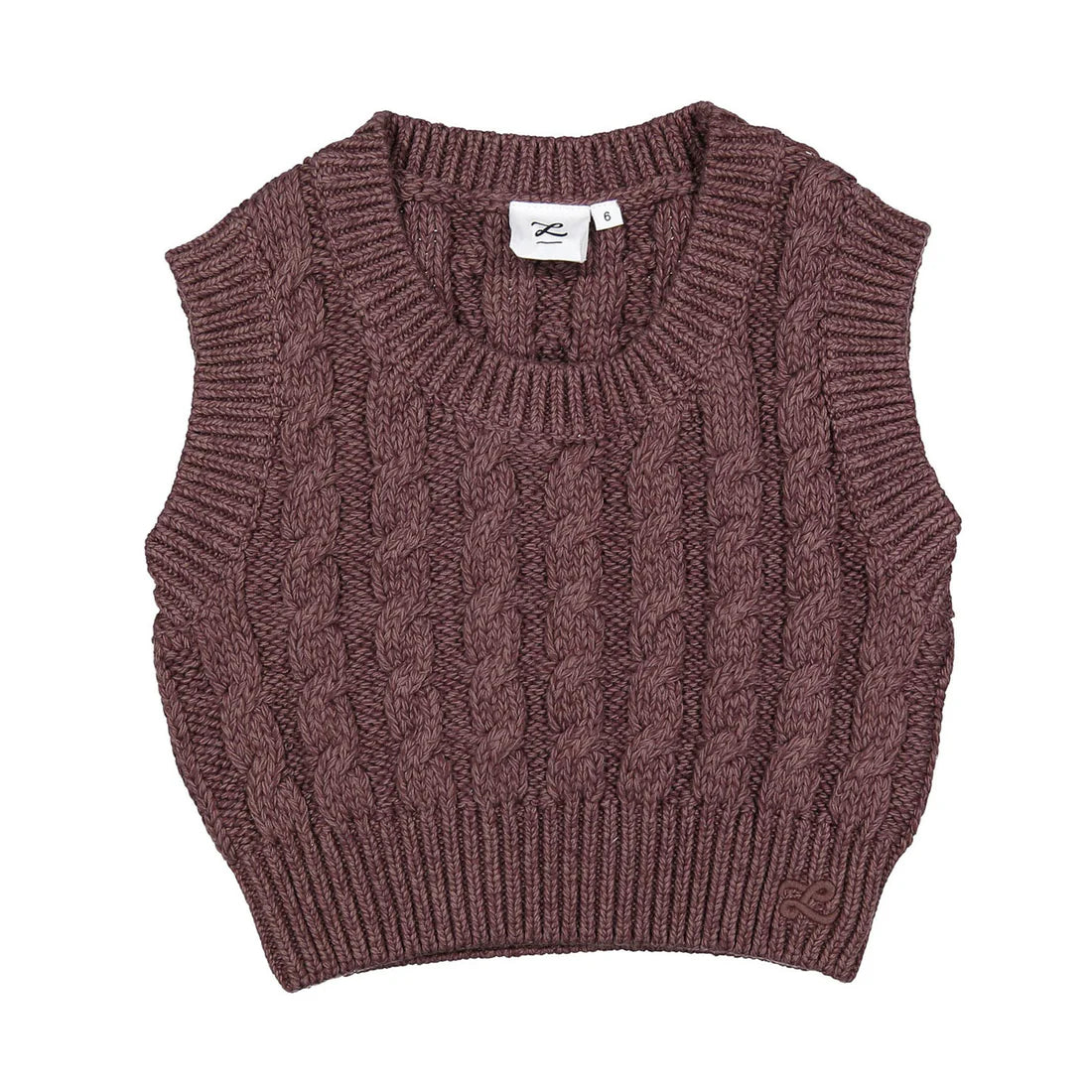 LBL77B Chaleco de punto trenzado marrón Ladida