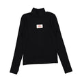 AT25122A Clubhouse Black Ribbed Turtleneck With Logo On Chest