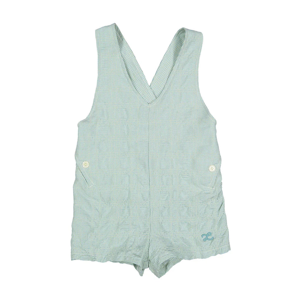 Fern Gingham V Button Romper