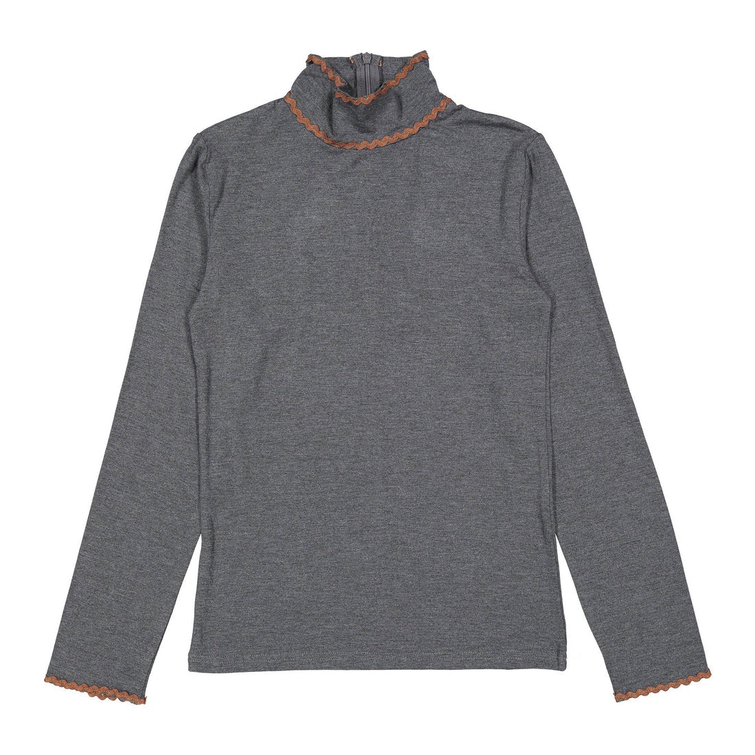 Ava and Lu Dark Grey Trim Turtleneck