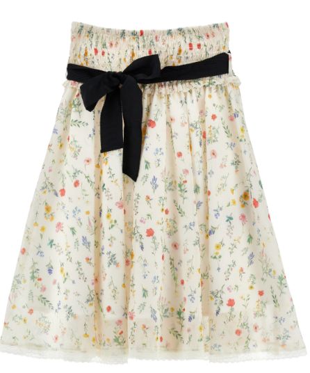 FLORAL PRINT MIDI SKIRT WITH TIE BELT