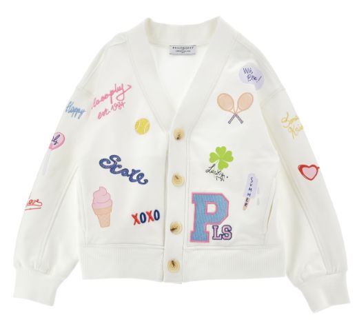 French Terry Cardigan With Allover Graphic