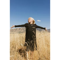 LBL36 Ladida Black Robe With Smocked Sleeves