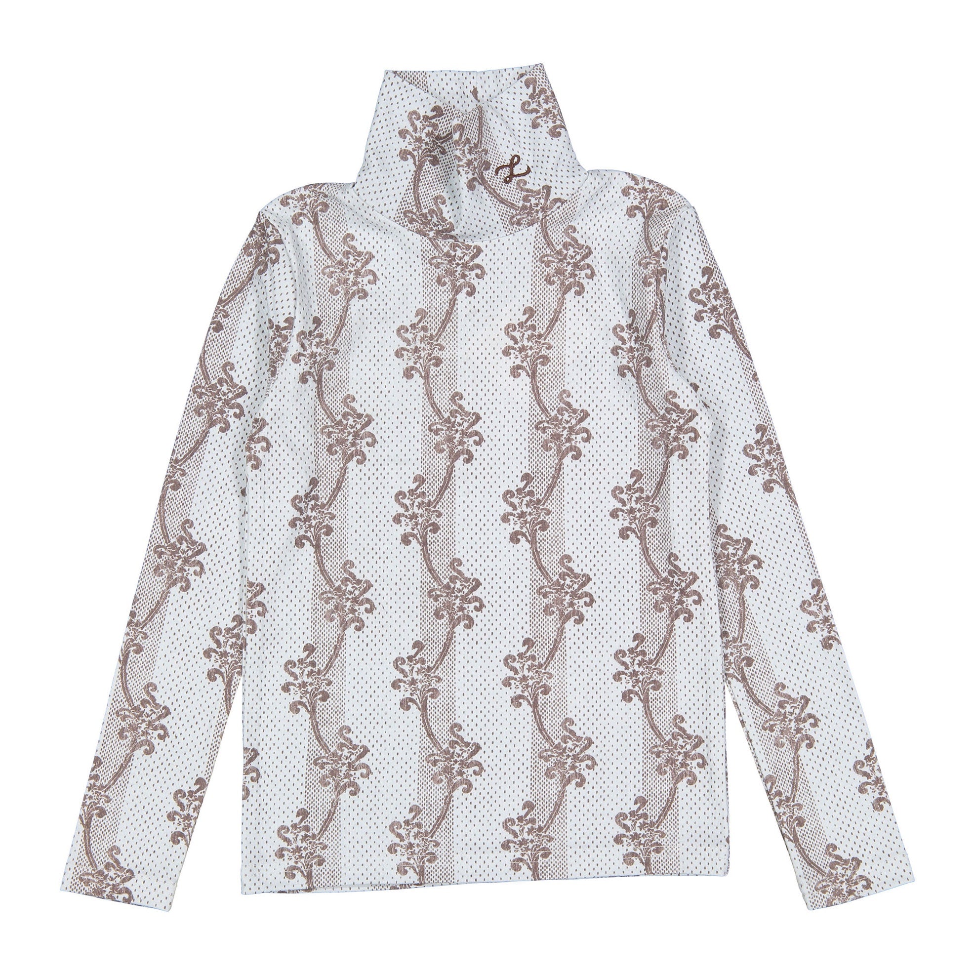 LBL23B Jersey de cuello alto con hojas y rayas de Ladida