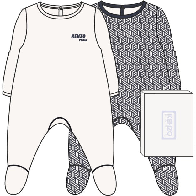 K61256 Kenzo Offwhite Set 2 Footie