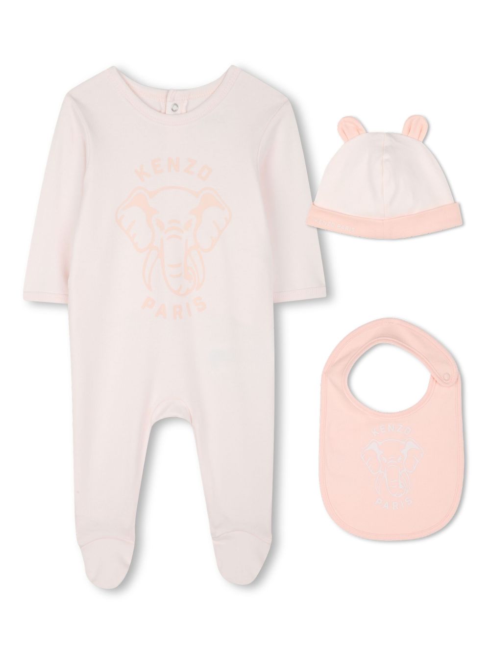 K61248 Kenzo Elephant Footie Bib And Hat
