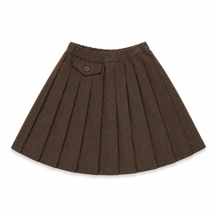 Brown Wool Pleated Skirt - L By Ladida