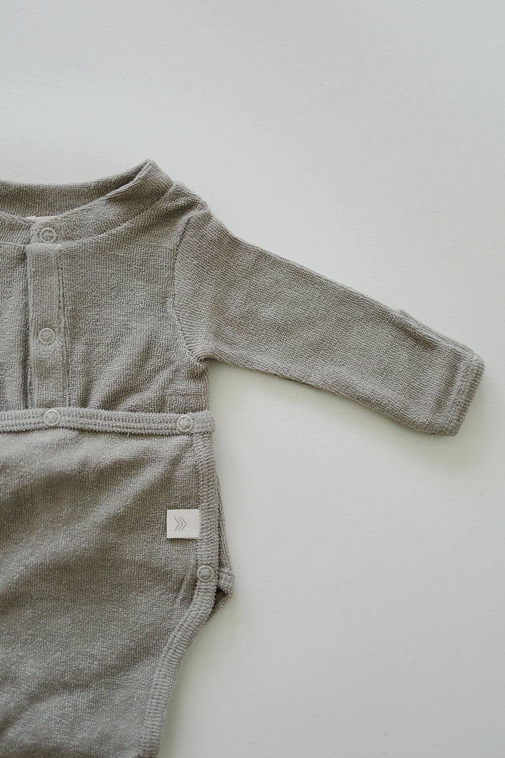 Terry Front flap Onesie Taupe