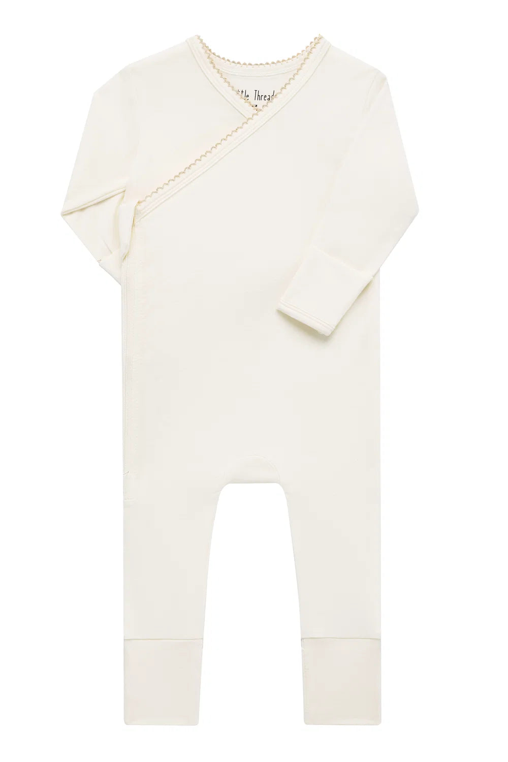 Solid Cream Scalloped Bamboo Wrap Footie (3-6m)