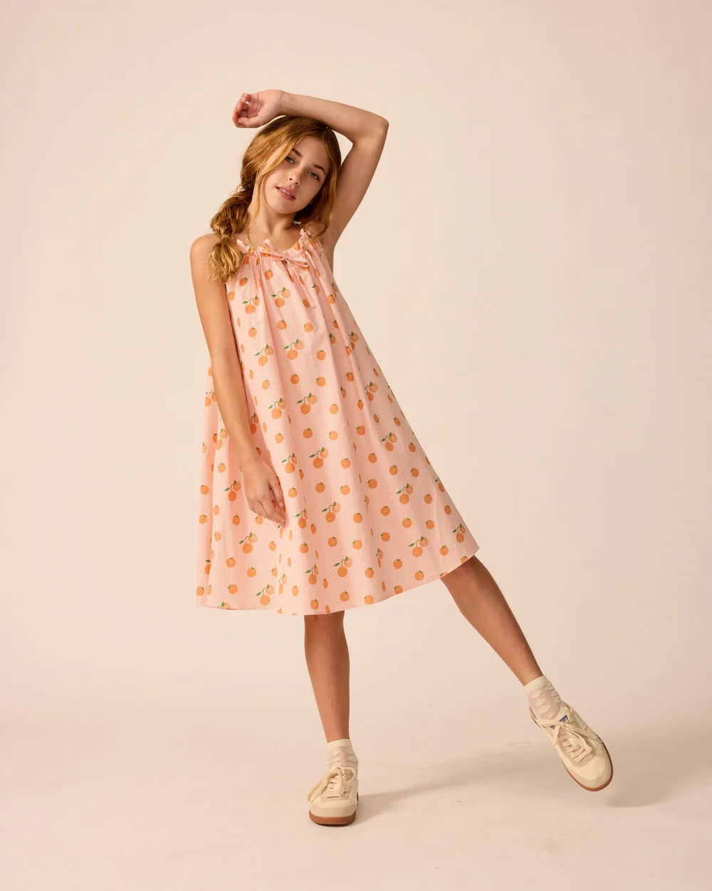 Tie Neck Dress in Clementine