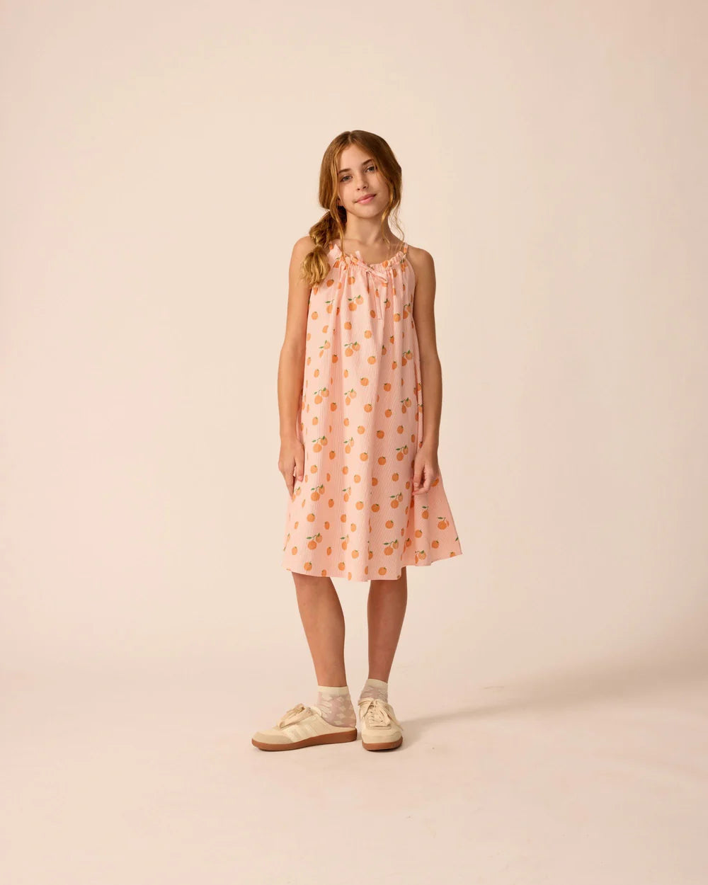 Tie Neck Dress in Clementine