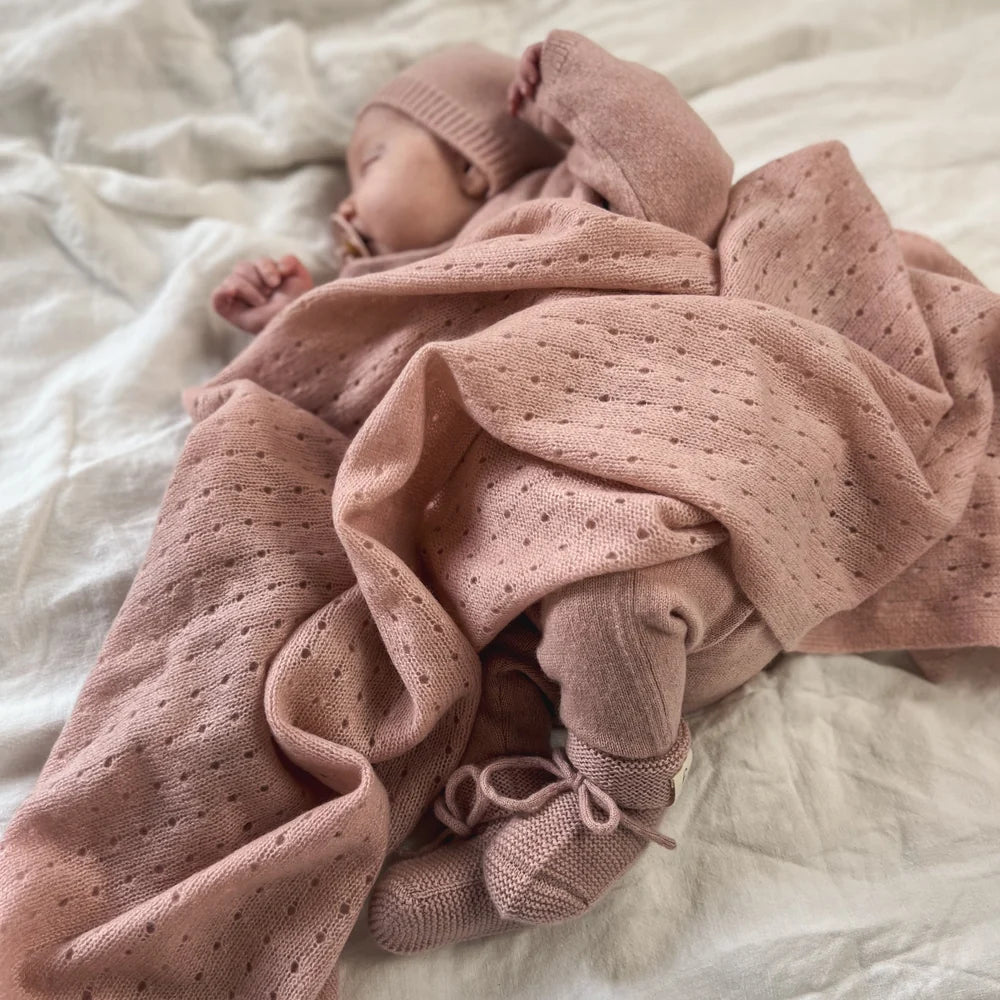 The Dusty Rose Pointelle Blanket Cashmere