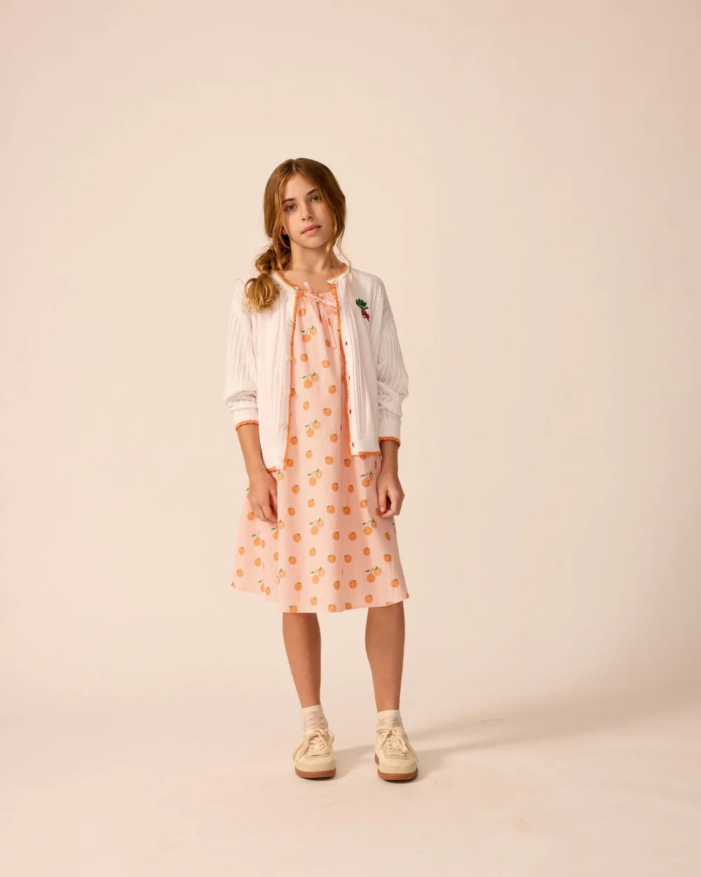 Tie Neck Dress in Clementine