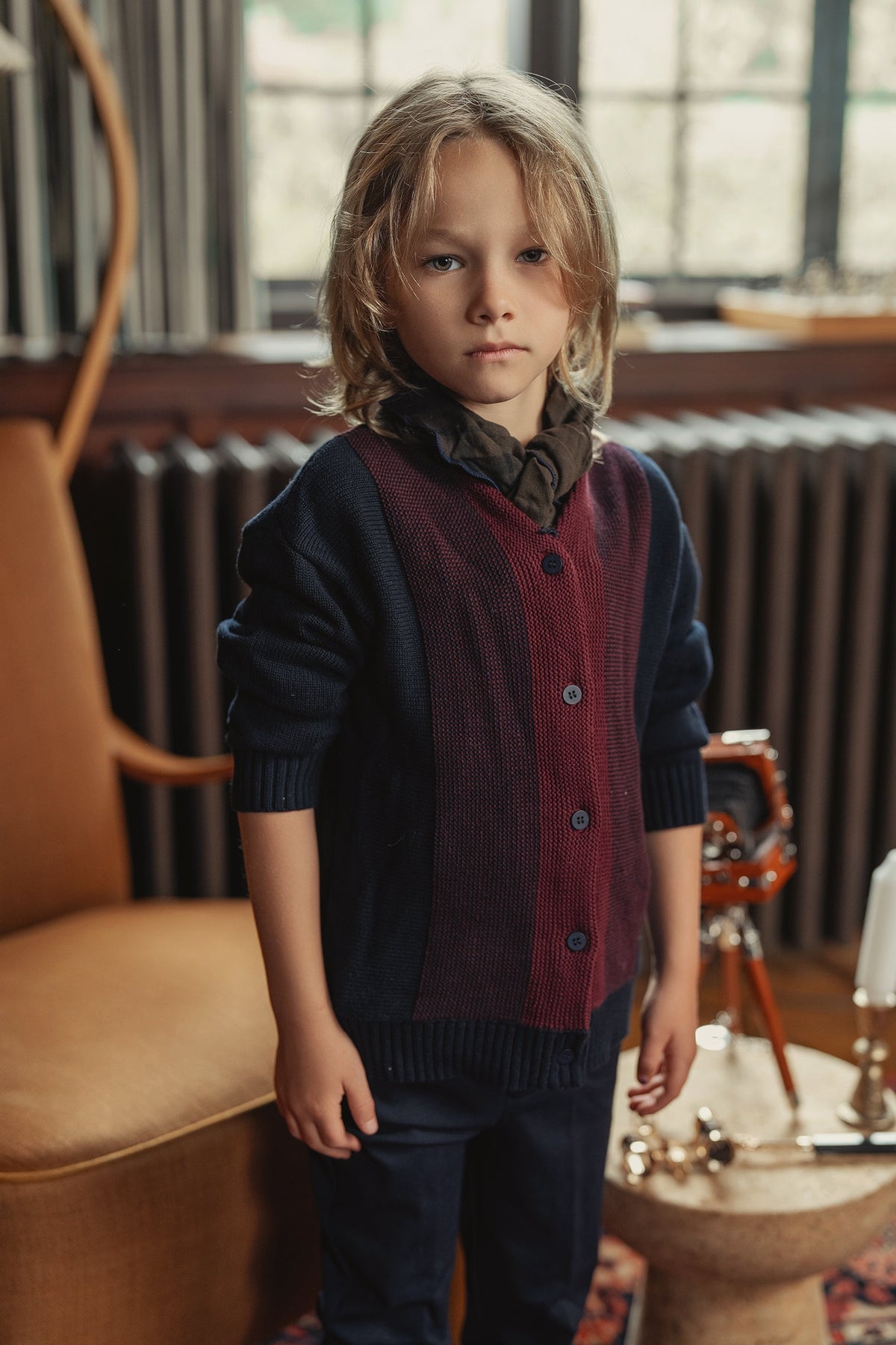 Stripe Cardigan - Navy