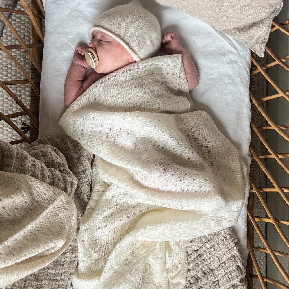 ivory Pointelle Blanket Cashmere