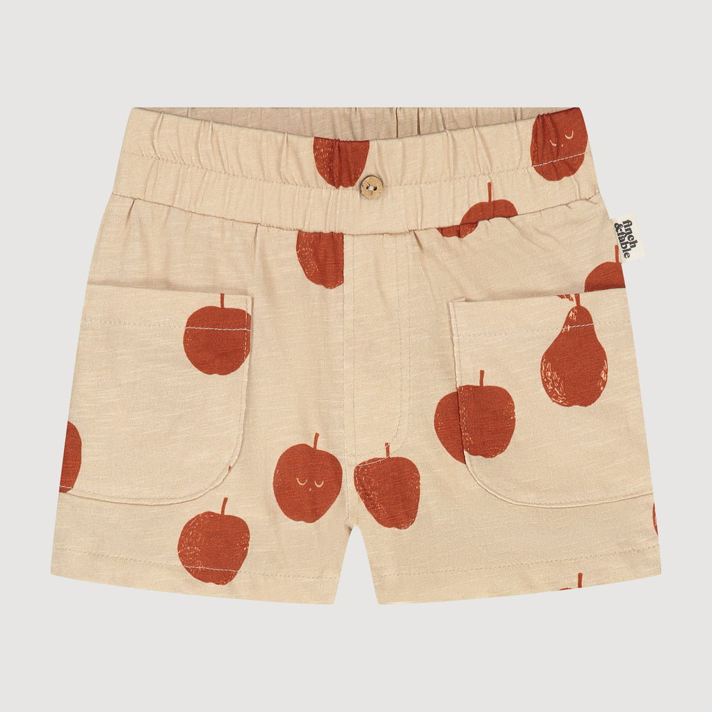 Organic cotton slub T-shirt Short Set Apple and Pear Print