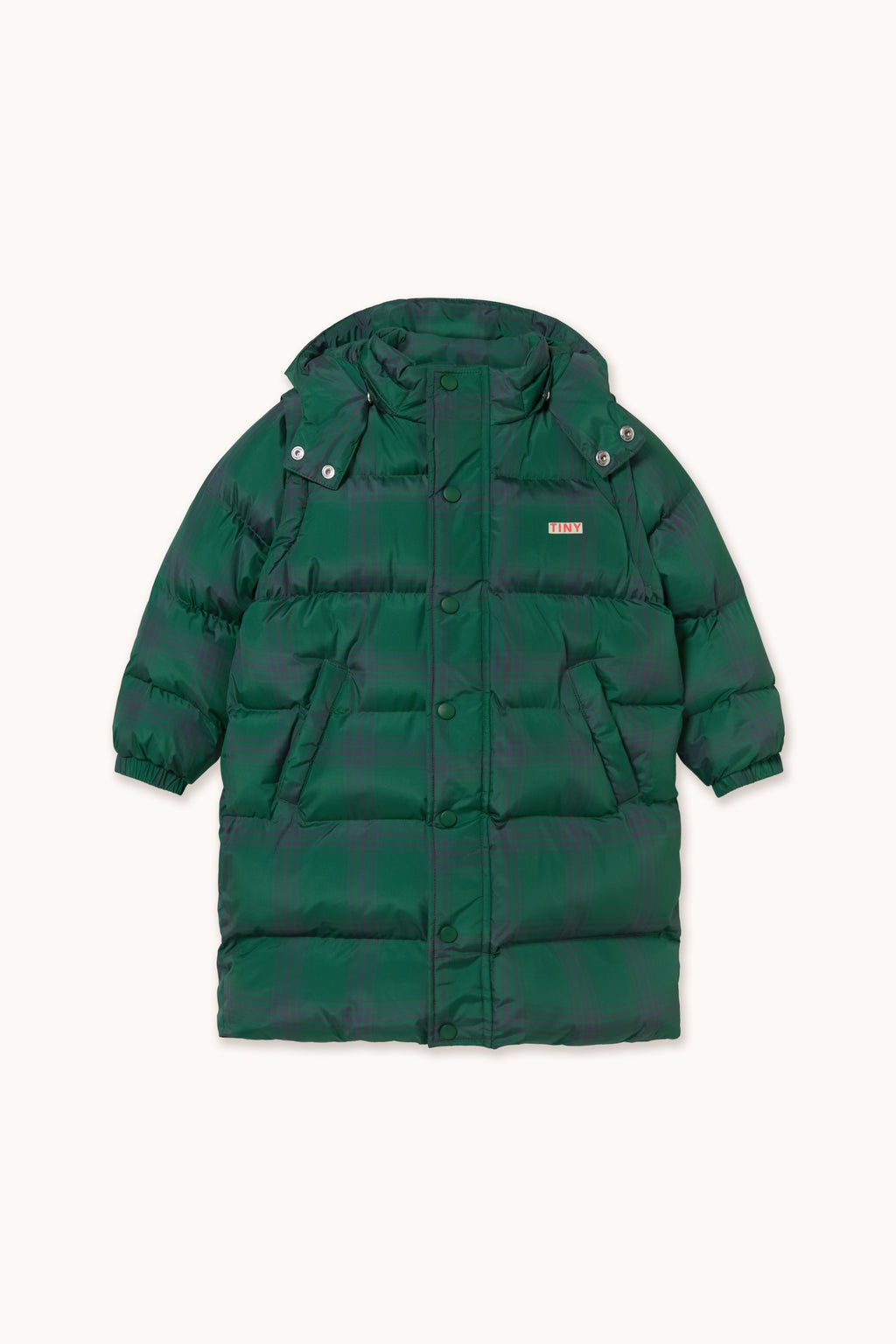 Green Check Padded Jacket - Multicolor