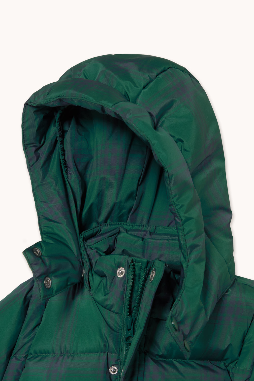 Green Check Padded Jacket - Multicolor