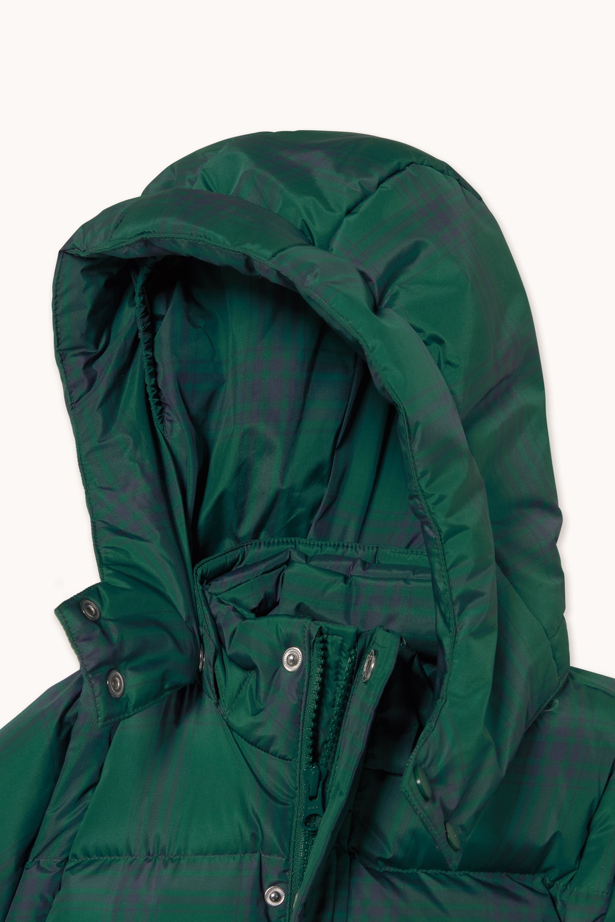 Green Check Padded Jacket - Multicolor