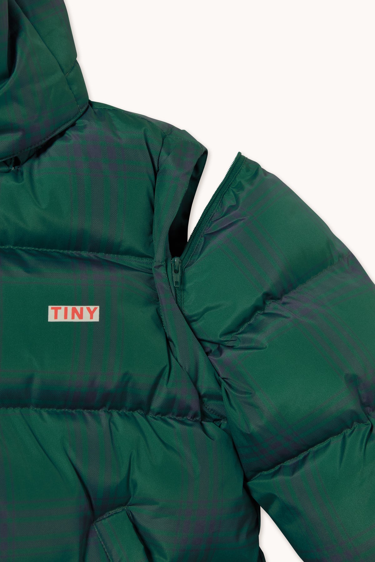 Green Check Padded Jacket - Multicolor
