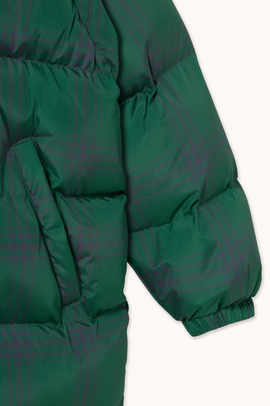 Green Check Padded Jacket - Multicolor