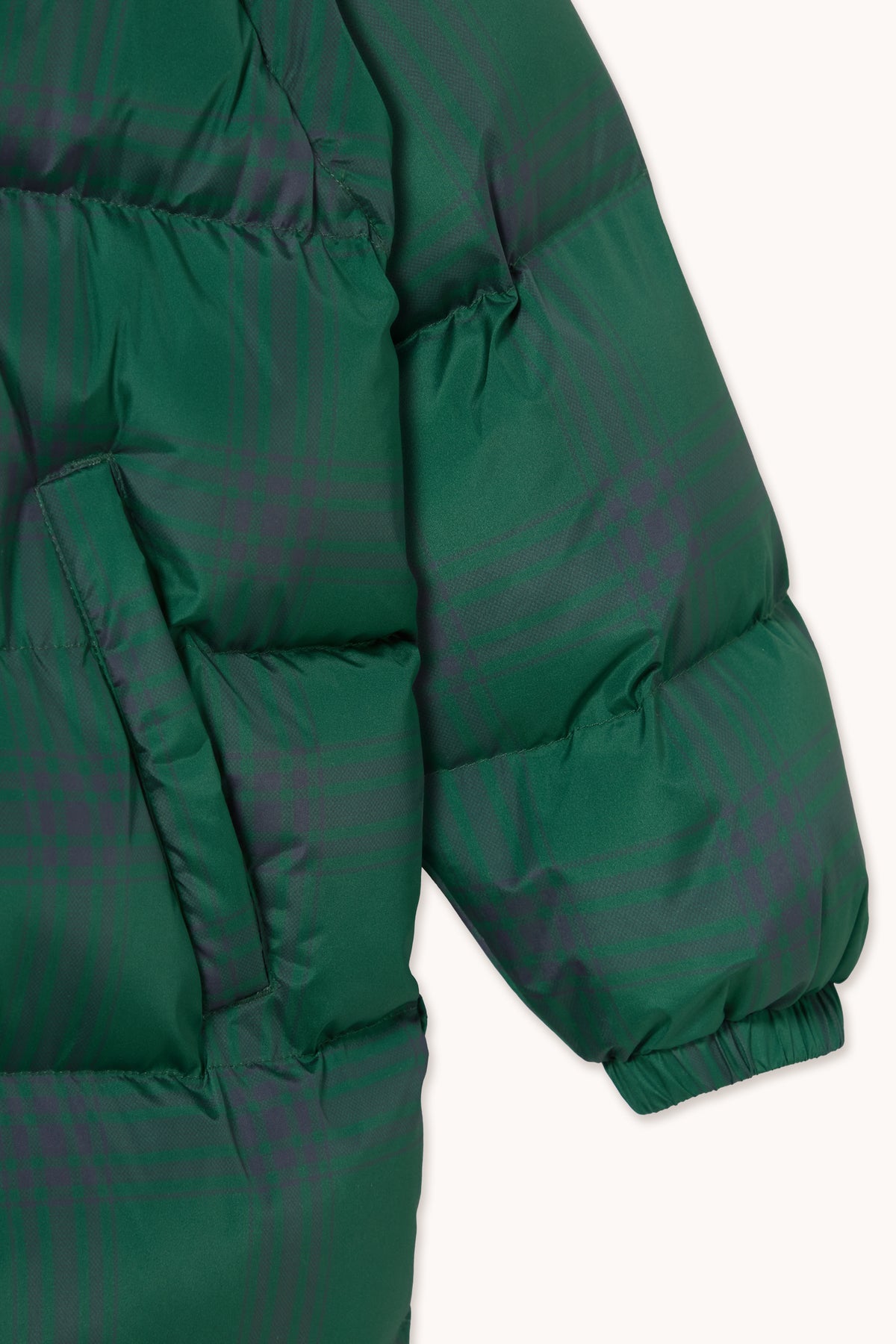 Green Check Padded Jacket - Multicolor