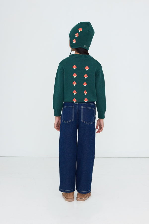 Mini Mushrooms Sweater - Dark emerald