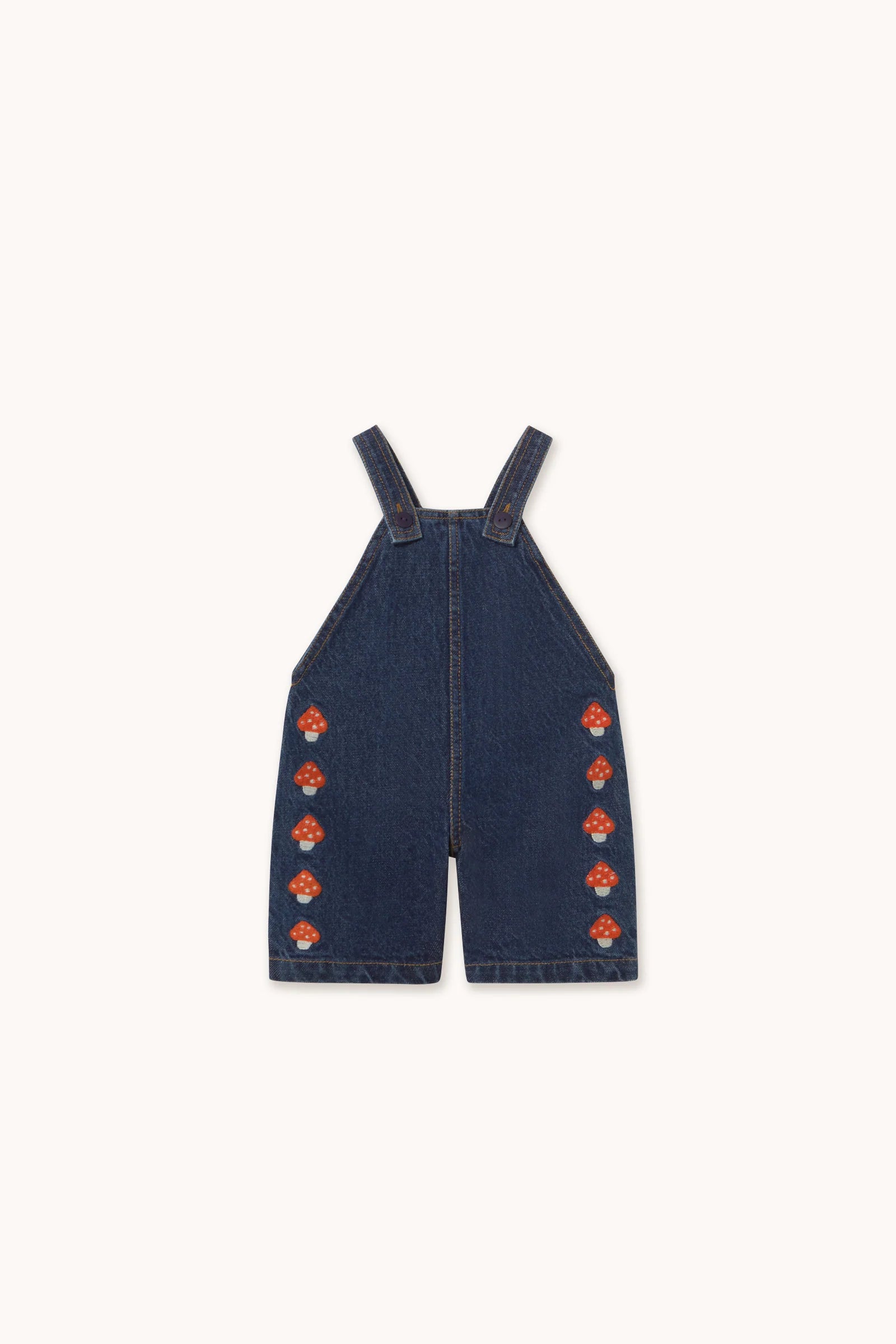 Mini Mushrooms Embroidered Dungaree - Denim dark wash 2