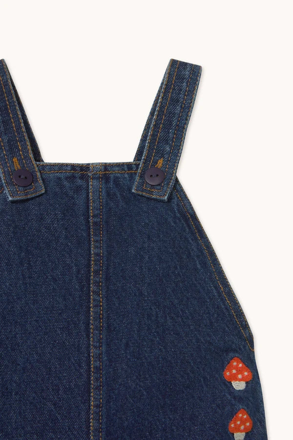 Mini Mushrooms Embroidered Dungaree - Denim dark wash 2