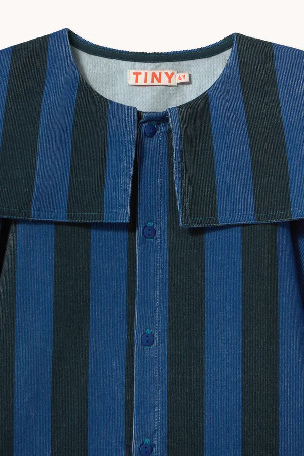 Blue Stripes Corduroy Dress - Petrol blue
