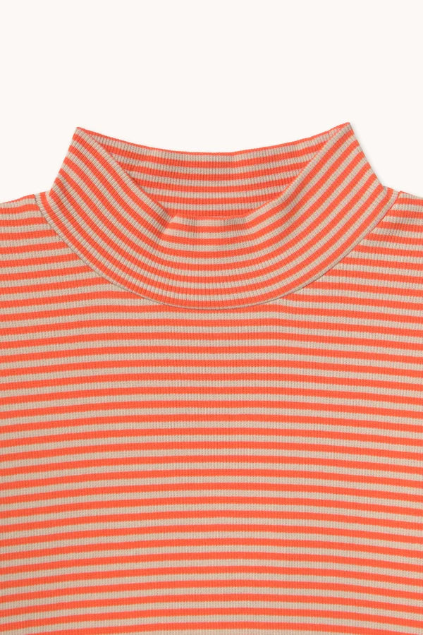 Stripes Rib Mockneck - Summer red