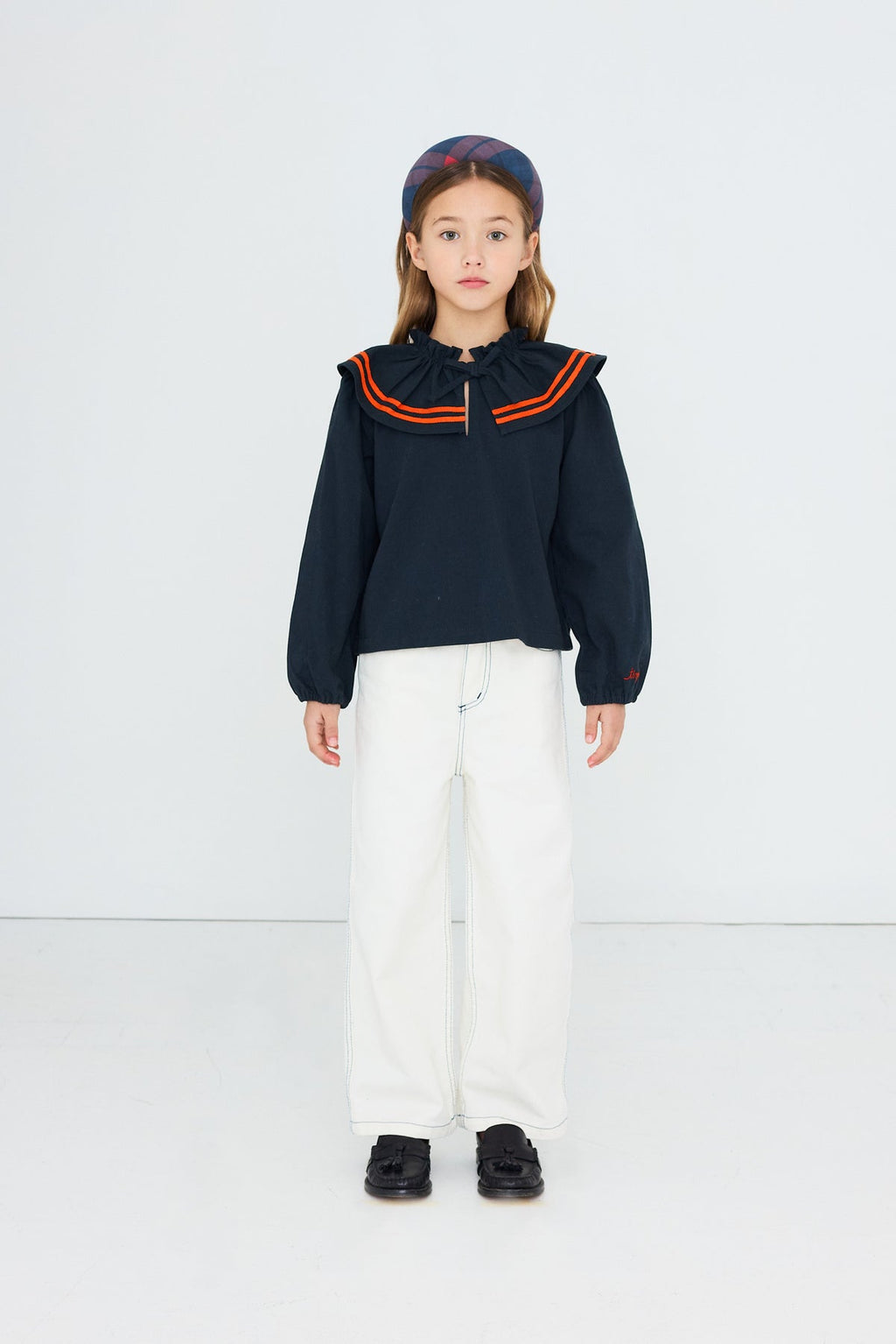 Red Stripes Woven Blouse - Ink blue