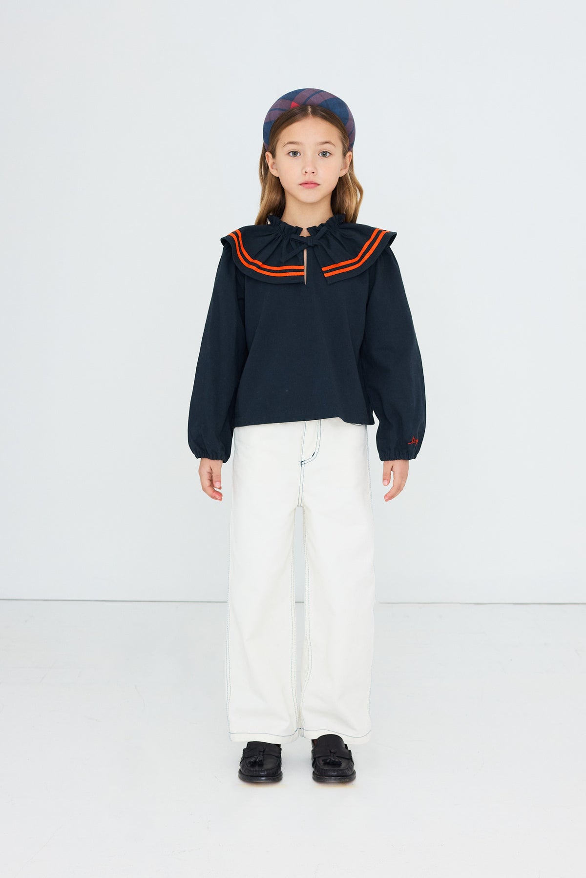 Red Stripes Woven Blouse - Ink blue