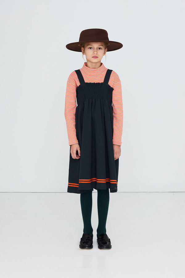 Red Stripes Woven Dress - Ink blue